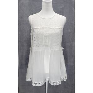 Forgotten Grace White Lace Sleeveless Top Juniors Small Boho Boutique